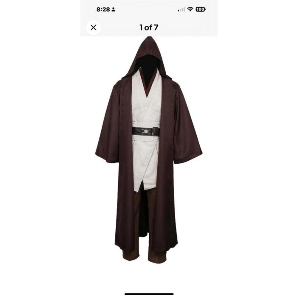 Cosplay Adult Outfit for Jedi Costume Halloween Robe Tunic Hooded Uniform Medium